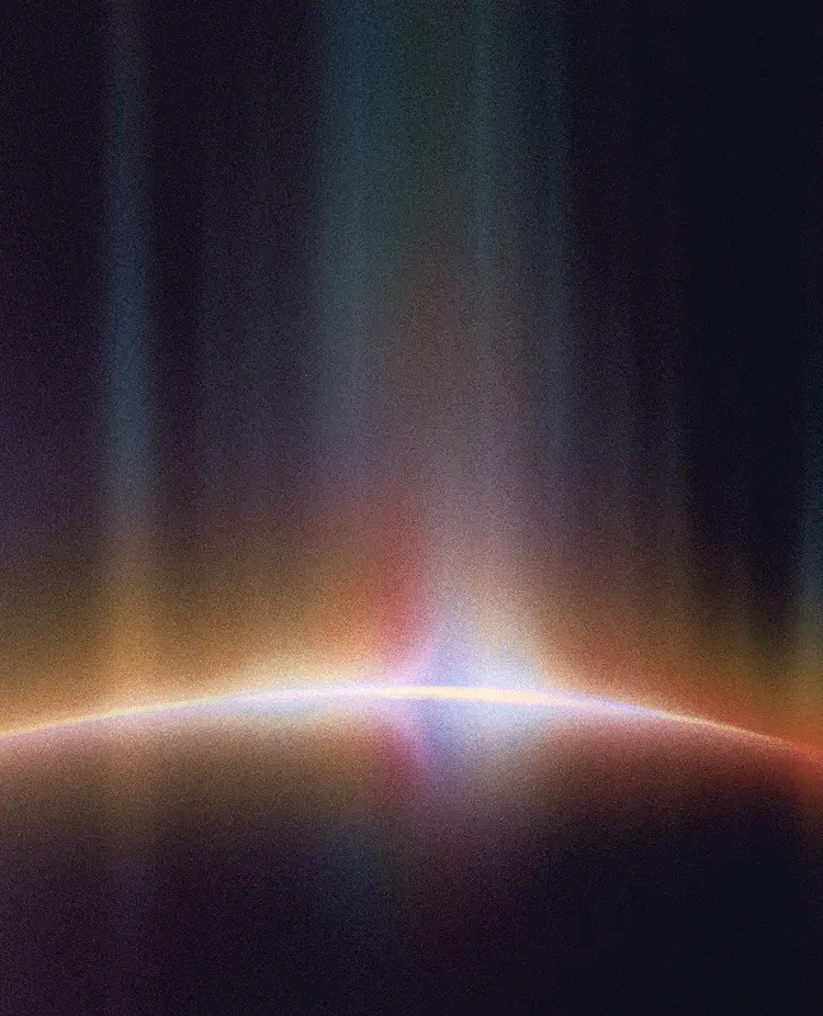 A decorative background depicting a solar flare in space